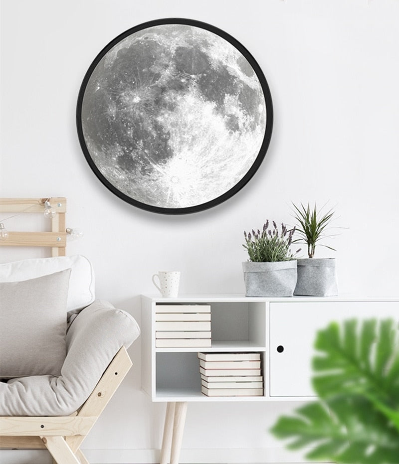 Specchio Luna LED con Cornice in Legno – Lampada Romantica per Camera