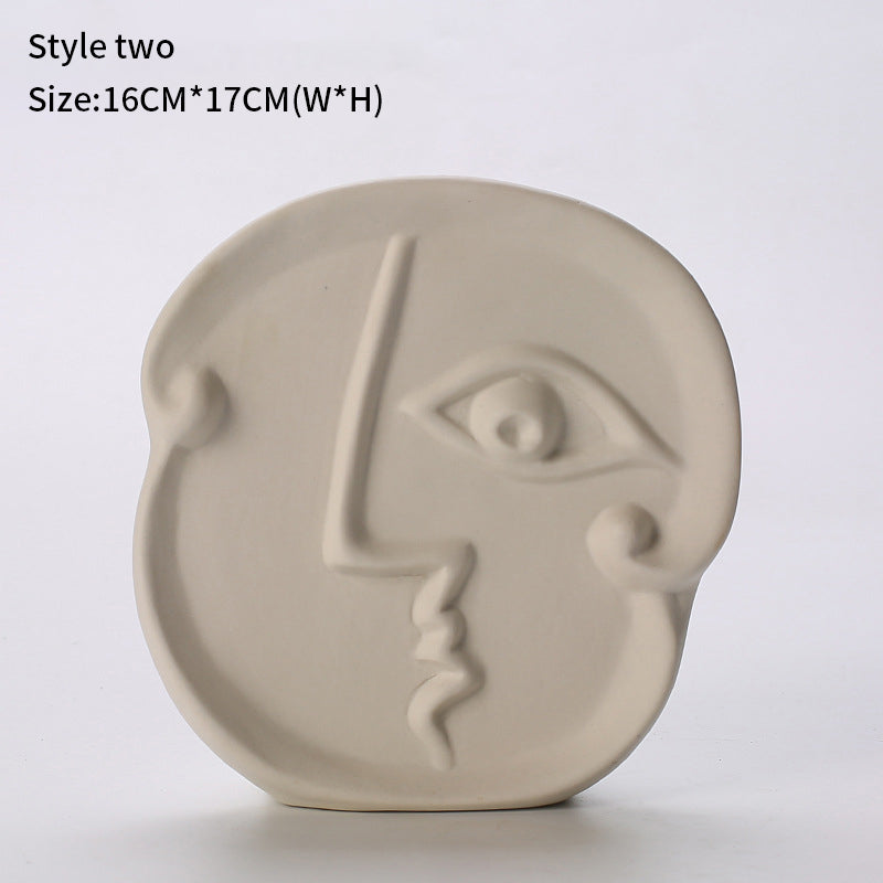 Vaso Ceramica Volto Umano – Stile Scandinavo per Fiori Secchi
