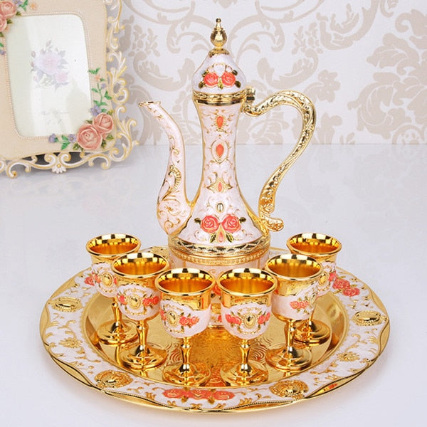 Set Servizio Liquori Palazzo Dorato – Caraffa e 6 Calici Regalo Luxury