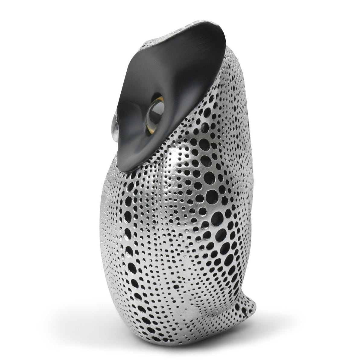 Gufo Decorativo in Resina Perforata – Scultura Minimalista Silver 15cm