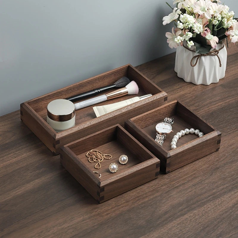 Set Vassoi in Legno di Noce – Organizer Gioielli e Cosmetici Premium