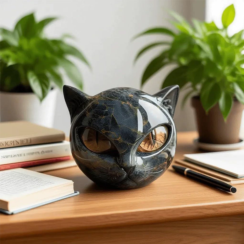 Statua Gatto in Resina Effetto Marmo – Decorazione Scrivania e Casa