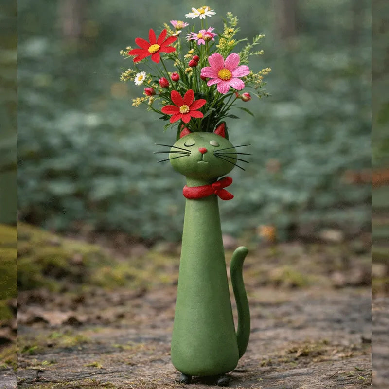 Vaso Gatto Creativo – Porta Fiori Secchi per Scrivania e Casa
