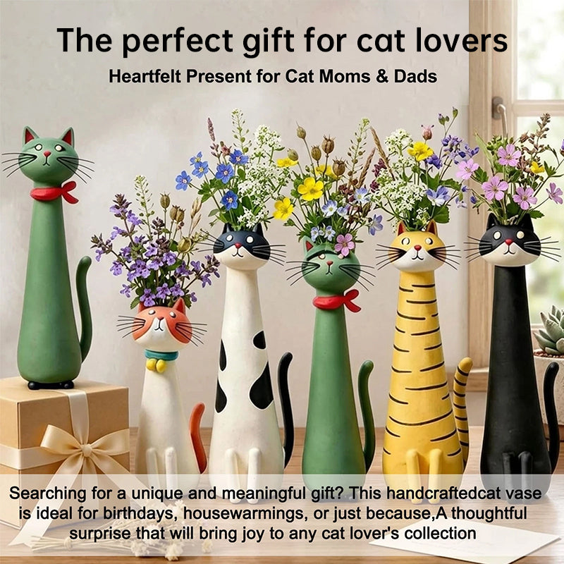 Vaso Gatto Creativo – Porta Fiori Secchi per Scrivania e Casa