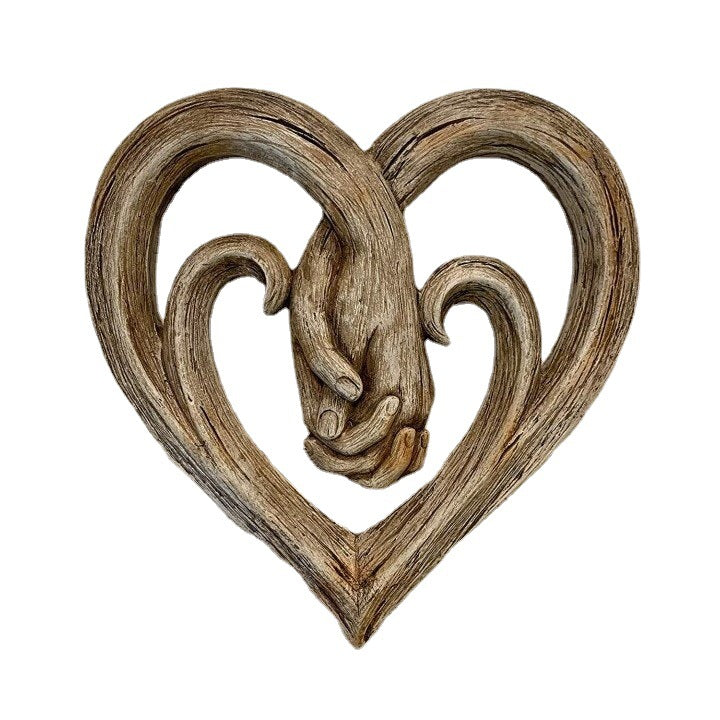 Scultura Decorativa Stretta di Mano in Legno – Home Decor Artigianale