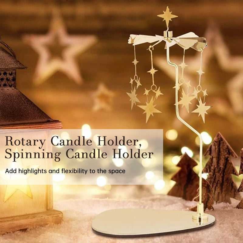 Carousel Candle Spinner Holder, Rotating Heat-Powered Candlestick with Tray