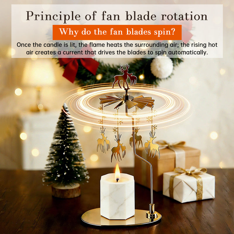 Carousel Candle Spinner Holder, Rotating Heat-Powered Candlestick with Tray