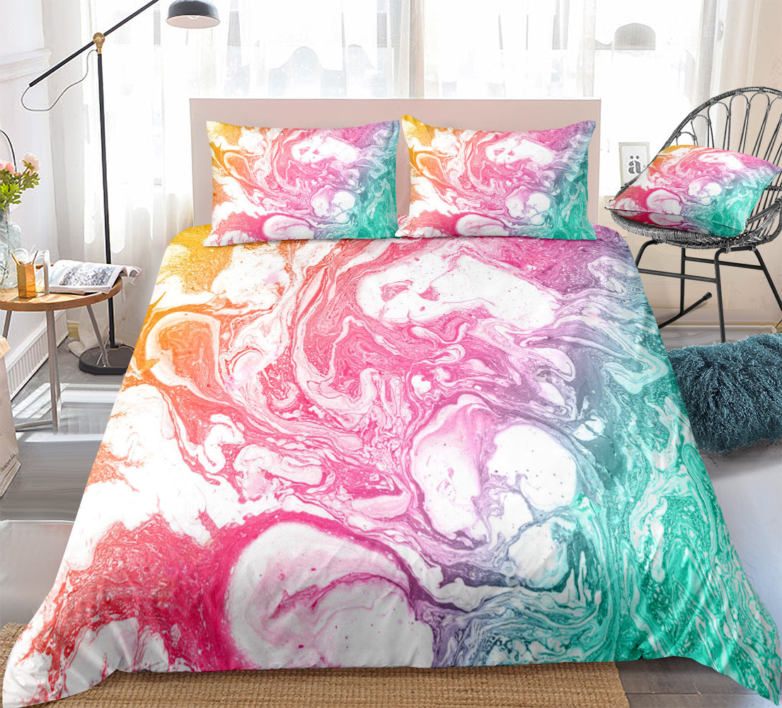Copripiumino Effetto Marmo Bianco e Oro – Set Letto 3 Pezzi Luxury