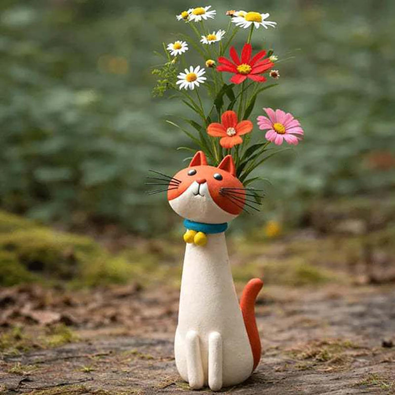 Vaso Gatto Creativo – Porta Fiori Secchi per Scrivania e Casa