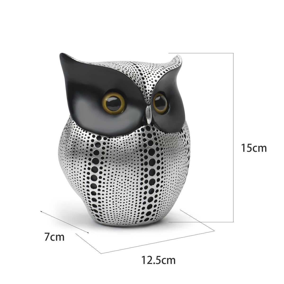 Gufo Decorativo in Resina Perforata – Scultura Minimalista Silver 15cm