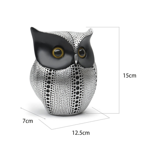 Gufo Decorativo in Resina Perforata – Scultura Minimalista Silver 15cm