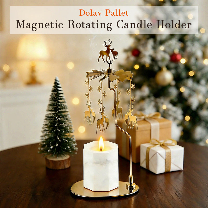 Carousel Candle Spinner Holder, Rotating Heat-Powered Candlestick with Tray