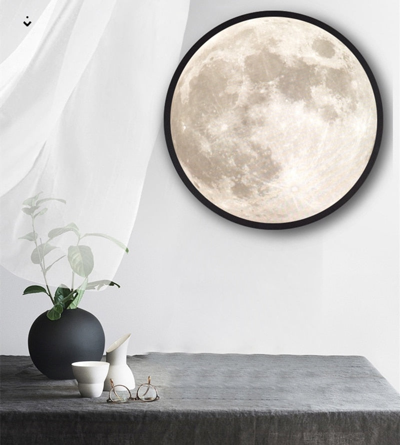 Specchio Luna LED con Cornice in Legno – Lampada Romantica per Camera