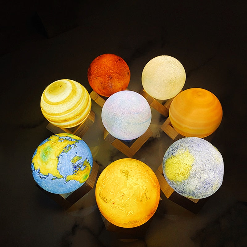 Lampada 8 Pianeti 3D Touch Ricaricabile – Sistema Solare in Miniatura