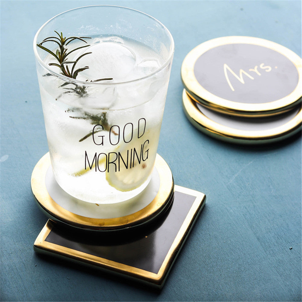 Sottobicchieri Mr. & Mrs. in Ceramica con Bordo Dorato – Regalo Coppia