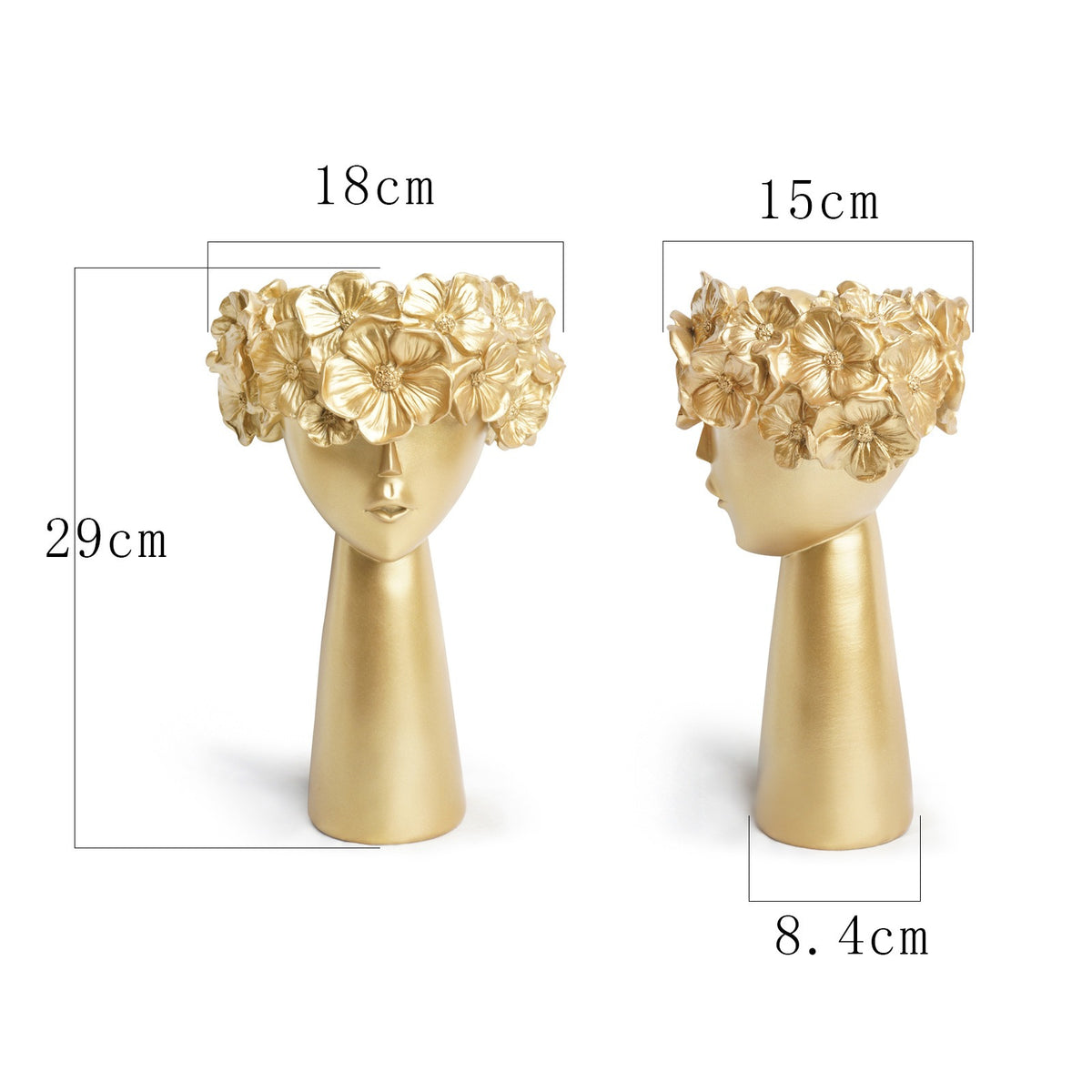 Fioriera Dorata in Resina – Ornamento Minimalista per Casa