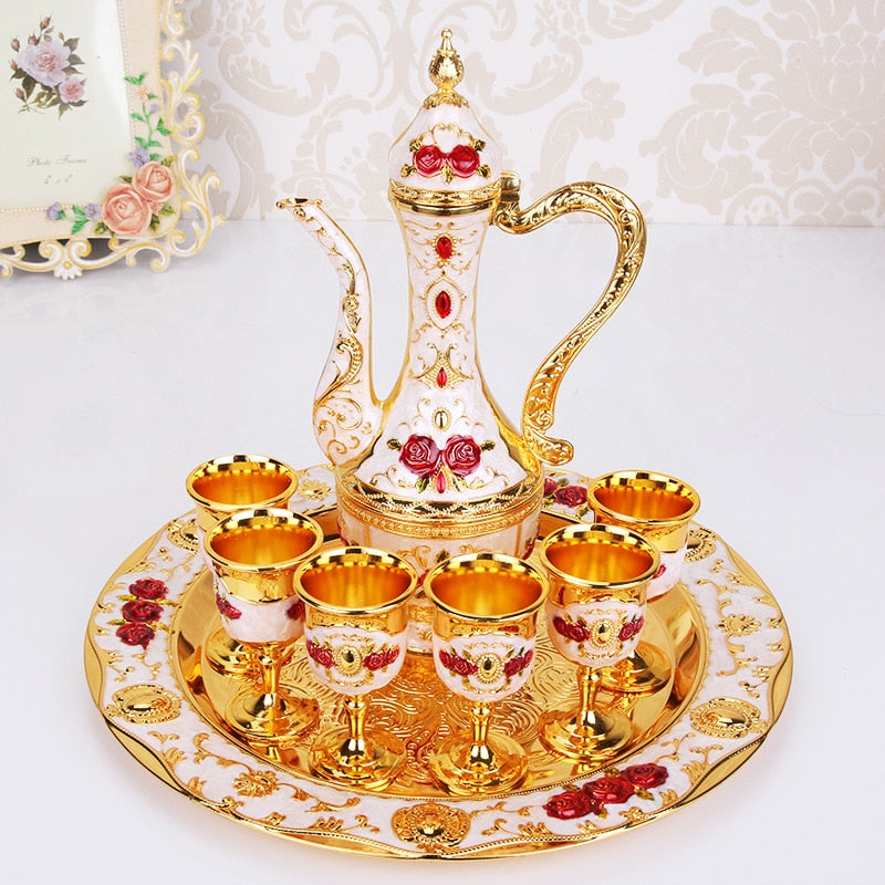 Set Servizio Liquori Palazzo Dorato – Caraffa e 6 Calici Regalo Luxury