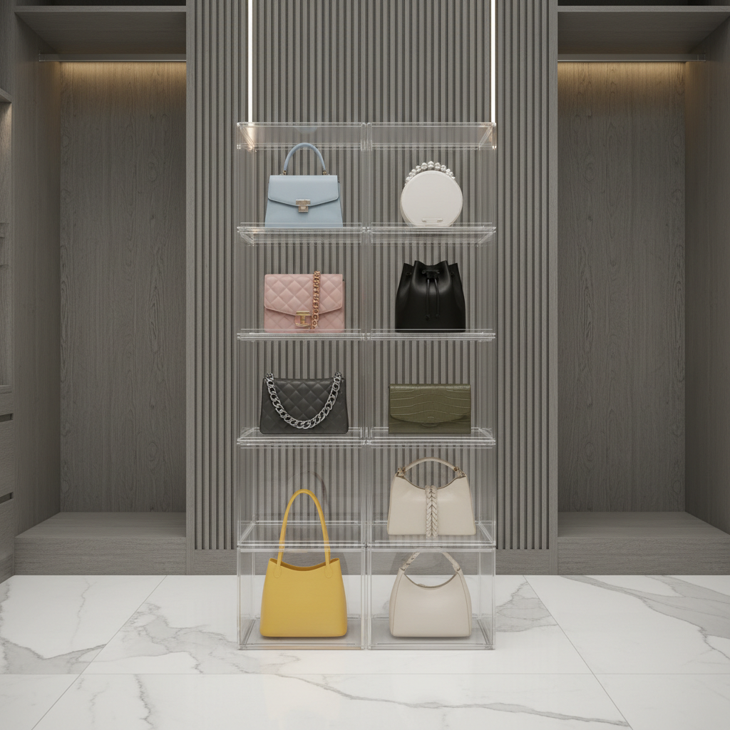 Organizer trasparente per borse – torre 2 colonne